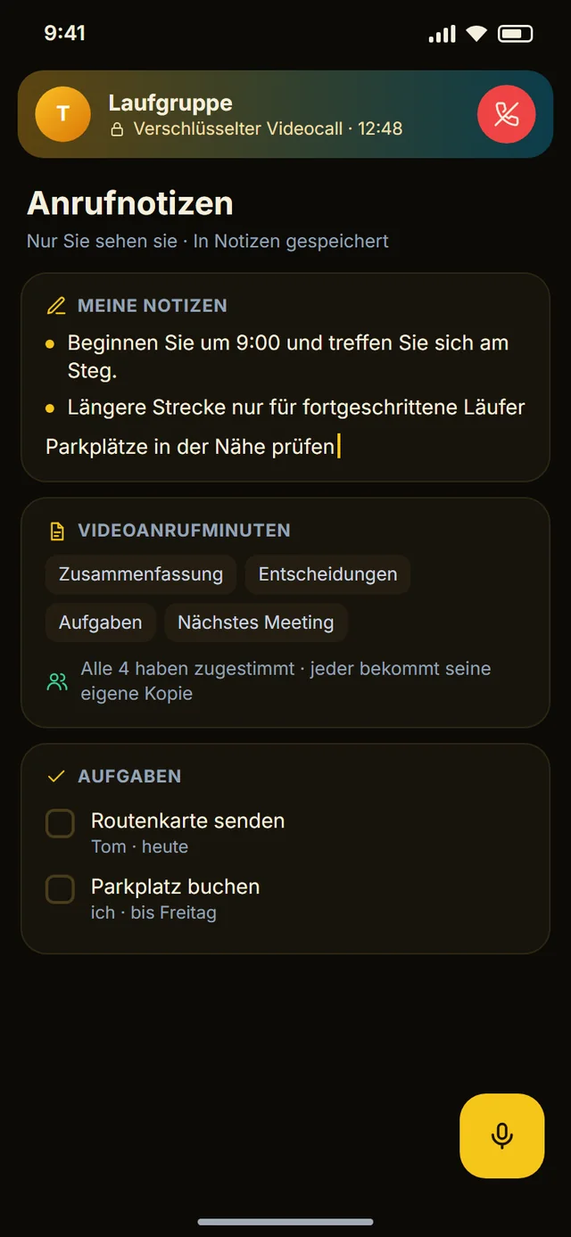 Notizen während Anrufen und Meeting-Protokolle
