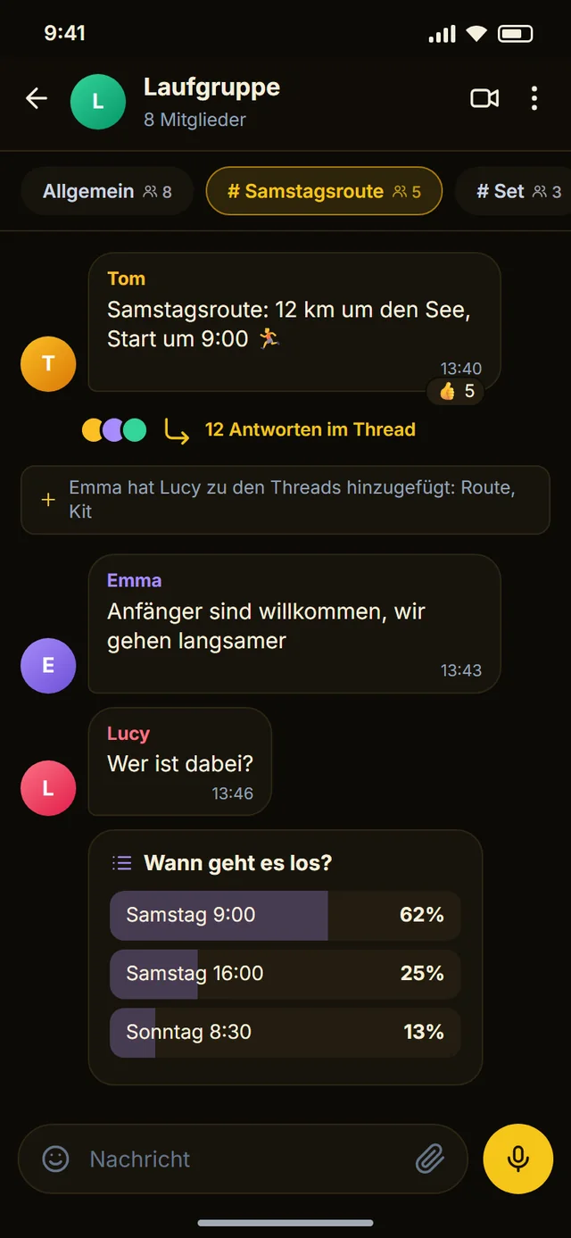 Gruppen, Threads und Unterthreads