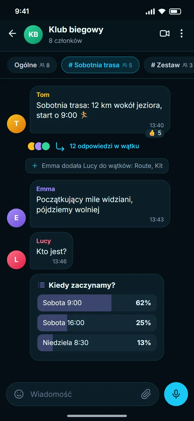 Każdy temat w osobnym wątku